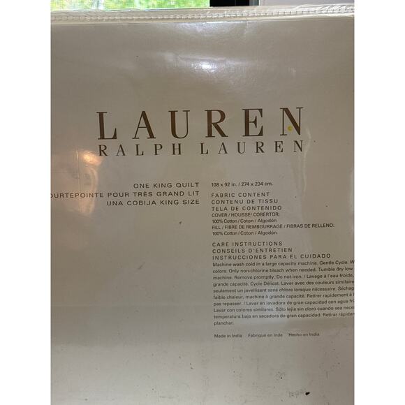 Lauren Ralph Lauren Home Collection Tan Solid Color Diamond King Quilt $438 MSRP - Picture 4 of 5